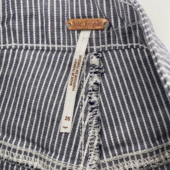 Free People Skinny Railroad Stripe Pants High-Rise‎ Stretch Cotton Blend Size 26 - Picture 10 of 12